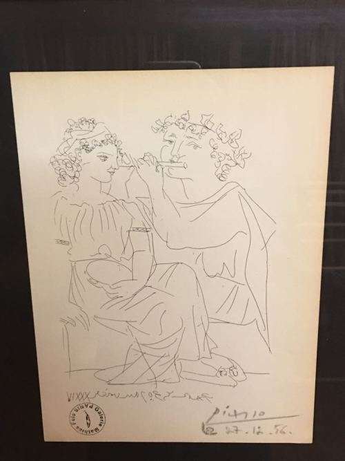 Original PICASSO gallery print - hand signed by Picasso in pencil in 1956 - COMES FRAMED
